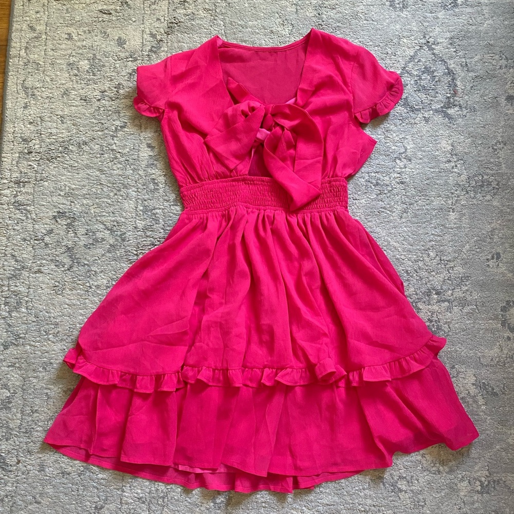 Pink tie top dress